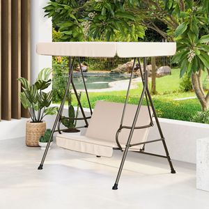 Hamaca Doble Moderna <span class=keywords><strong>de</strong></span> Hierro para Exteriores con Toldo, para Patio, Villa y Jardín, Muebles <span class=keywords><strong>de</strong></span> Exterior - Product Image 1