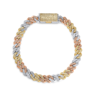 Pulsera Clásica de Eslabones Cubanos con Diamantes VVS Cultivados en Laboratorio, Corte Brillante Redondo, Joyería Fina Premium, Pulsera de Moda - Product Image 1