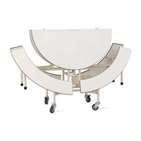 Ensemble Table à Manger Mobile en Bois avec 4 Chaises, Table et Chaise de Cantine Scolaire Modernes, Tables à Manger Pliantes