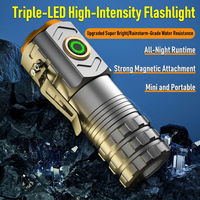 Mini lampe torche LED rechargeable à trois lentilles, longue portée, portable, type stylo, pour les situations d'urgence en extérieur et le camping