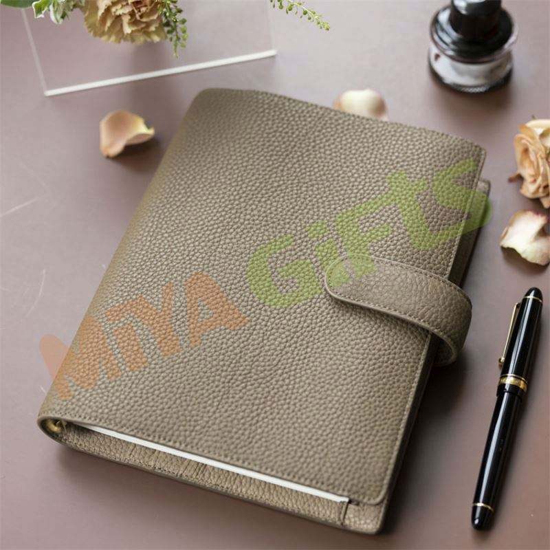 A5 Binder 6 Ring Binder Journal Notebook, PU Leather Refillable Notebook with U-shaped Buckle