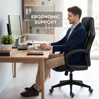 Chaise de jeu AOR, chaise de bureau, roulettes en PU, plateau en bois naturel, accoudoirs fixes, design moderne, vente en gros directe usine