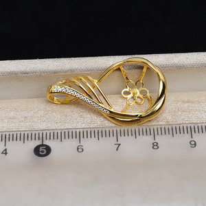 Wenchi S925 Silver Pendant Bottom Holder DIY Pearl Accessory 14-15 Empty Holder Alloy Main Material <b>Semi</b>-Finished Model 13988 - Product Image 4