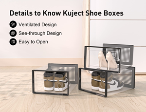 Boîte de rangement à chaussures moderne en PP, grande, empilable, pliable, pour femmes et hommes, organisateur de baskets pour entrée, vente en gros - Product Image 5