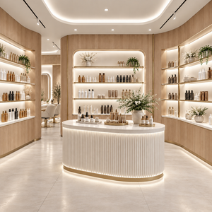 Aménagement intérieur de salon de style bois de luxe léger, équipements de magasin sur mesure - Product Image 3