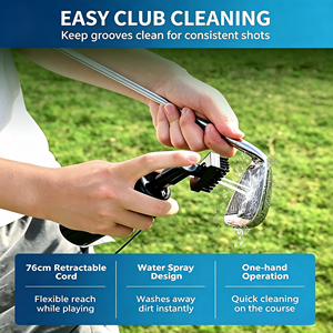 Brosse de nettoyage pour clubs de golf avec pulvérisateur d'eau, support rétractable portable, picots pour rainures de fer et poils en nylon, pour sac de golf - Product Image 3