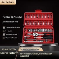 Jeu de clés à douilles 46 pièces, kit d'outils d'entretien automobile et moto, ensemble d'outils de quincaillerie compact pour la maison