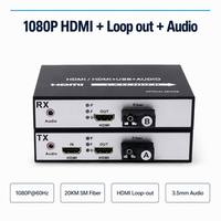 Extenseur HDMI Fibre Optique 1080P 60Hz en Gros avec Sortie en Boucle et Audio Indépendant SC Monomode 20KM Plug and Play pour Mur d'Affichage CCTV