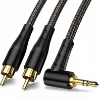 Câble audio DAJIANG OEM 3,5 mm Jack coaxial RCA mâle 3,5 mm à angle droit de 90 degrés vers 2 RCA 1 m pour TV, smartphone, ordinateur portable