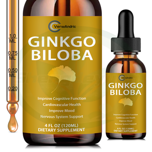 OEM Private Label Biologische Ginkgo Biloba Extract Oraal Vloeibaar Extract Supplementen voor Geheugen & Hersenfunctie Cognitieve Ondersteuning 120ml - Product Image 1