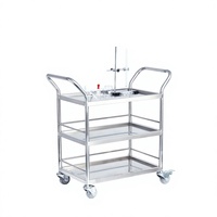 Chariot à main en acier inoxydable sur mesure du Guangdong avec double accoudoirs, garde-corps et plusieurs niveaux, chariot à outils mobile pour la manutention des matériaux