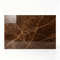 Dalle polie en pierre frittée effet marbre brun foncé 6 mm, 1200x2700 mm