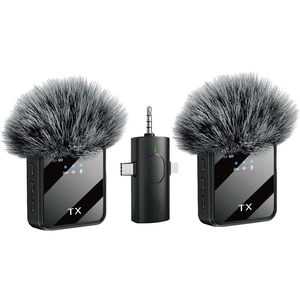 Micrófono Lavalier inalámbrico portátil 2 en 1 2, mini Clip de cuello de reducción de ruido doble pequeño para profesores - Product Image 1