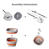 HOLAMOPA Ensemble de serpillière triangulaire pliable et peu encombrante, système de nettoyage de sol plat en microfibre rotatif à 360° pour les coins de la maison