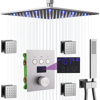 Ensemble de robinetterie de douche murale carrée moderne pour salle de bain, avec douchette à économie d'eau, garantie de 3 ans