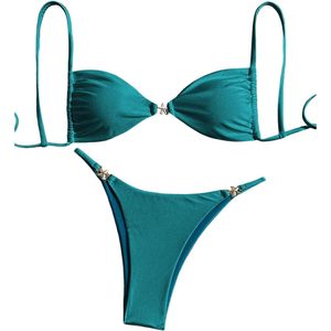 FOXA Women's 2 Piece <b>Bikini</b> <b>Set</b> Starfish Decor Padded Spaghetti Strap Bathing Suit Swimwear - Product Image 1