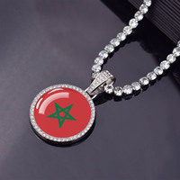 Pendentif drapeau africain Hip Hop Bling Collier chaîne glacé drapeau national bijoux souvenir