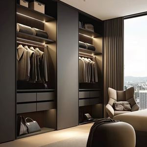 Armoire moderne de luxe italienne, porte en bois massif durable, mobilier de chambre à coucher minimaliste pour usage domestique, pour le salon - Product Image 2