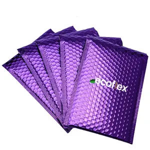 Custom Logo Gedrukt Padded Paars Holografische Poly Bubble Mailer Mailing Verzending Tassen