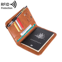 Couverture de Porte-passeport Portefeuille RFID Blocage En Cuir Étui Organisateur De Documents De Voyage