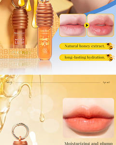 Baume à lèvres hydratant et repulpant longue durée, non collant, avec clip de sac et anneau, cosmétique nourrissant et lissant, effet miel - Product Image 2