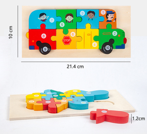 Puzzle in legno prescolare per bambini puzzle 3d giocattoli <span class=keywords><strong>Montessori</strong></span> cartone animato apprendimento dinosauro puzzle animali - Product Image 6