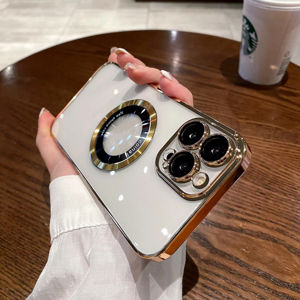 Coque de téléphone magnétique de luxe en PC transparent électroplaqué pour iPhone 14 15 16 17 Pro Max avec protection de lentille - Product Image 6