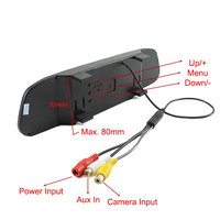 Moniteur de rétroviseur de voiture LCD 5,0 pouces avec cadre de plaque d'immatriculation européenne et caméra de recul infrarouge - Caméra de recul pour véhicule