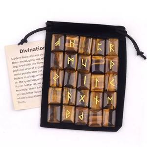 Juego de piedras rúnicas de piedras preciosas naturales para juegos de fiesta de brujería de adivinación que incluyen bolsa de regalo de cristal guía espiritual Reiki - Product Image 3