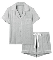 Pyjama en satin à manches courtes et short, doux et tendance, personnalisé pour femme, printemps-été, respirant, fin, cardigan, vêtements d'intérieur en coton