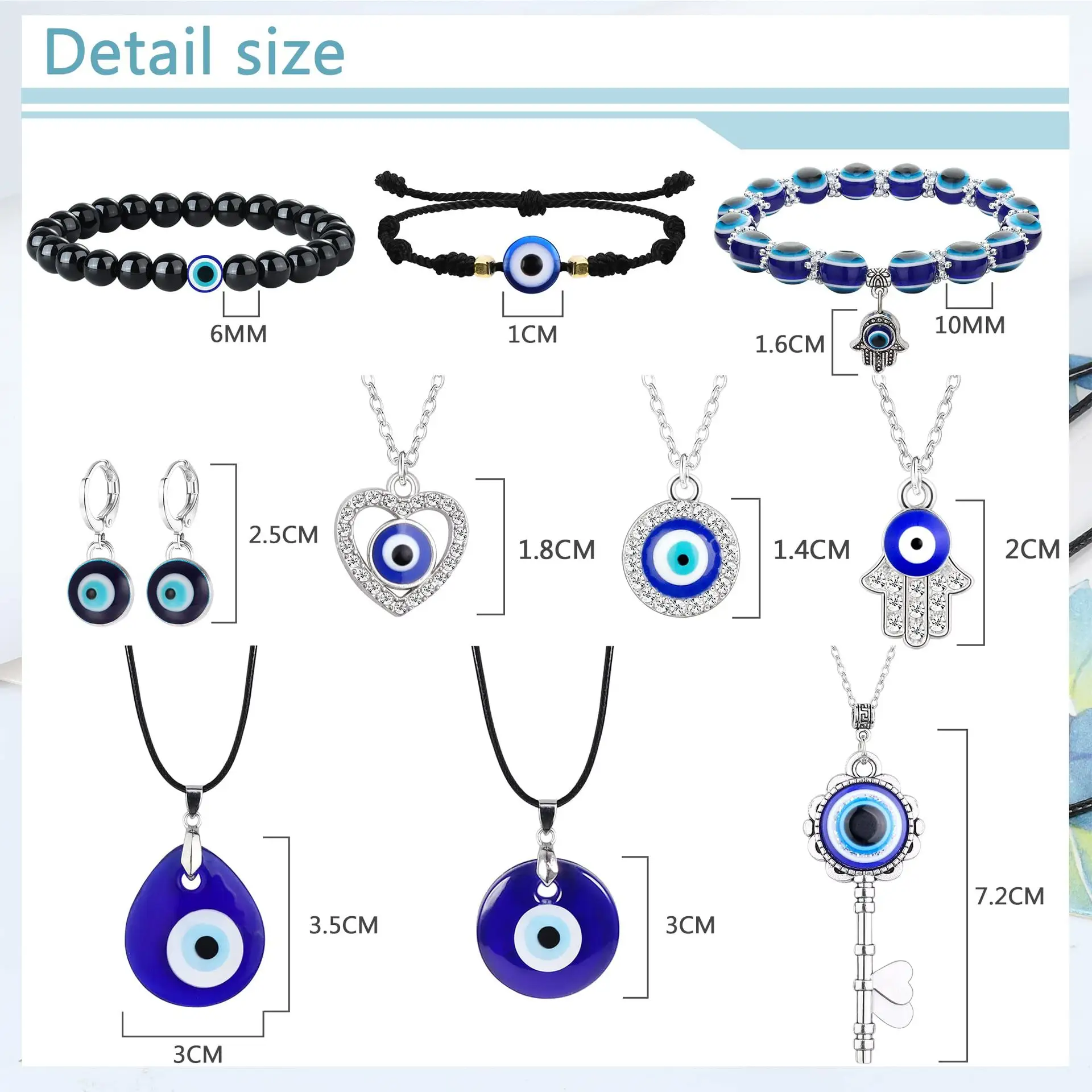 Braccialetto occhio del diavolo blu moda perline di vetro turco braccialetto di elasticità fatto a mano set di gioielli per le donne