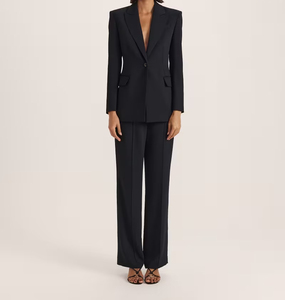 Blazer ajusté noir élégant à revers crantés, simple boutonnage, de qualité supérieure, idéal pour le travail, le bureau et les occasions formelles - Product Image 3