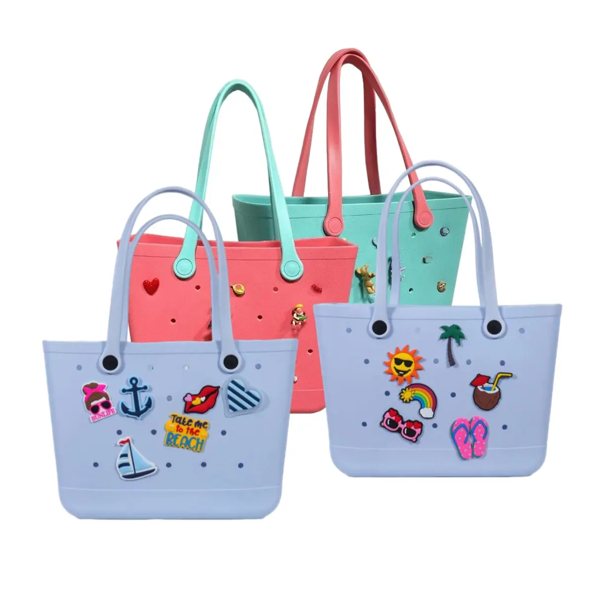 New Colorful Customization Candy Beach Solid Silicone Bag Women EVA Handbag Waterproof Rope Storage Bog g Bags