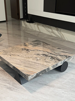 Table basse moderne en marbre brun naturel de luxe pour salon, mobilier pour hôtel et villa