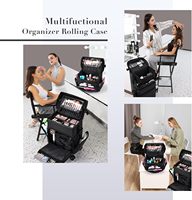 Professionnel De Luxe Écologique Portable En Nylon Roulant Trolley Case Grand 2-en-1 Détachable Cosmétique Organisateur Bagages Maquillage