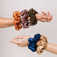 Élastiques à cheveux en soie de mûrier 100% pure, naturels, haute élasticité, 4 cm, avec logo brodé personnalisé, vente en gros