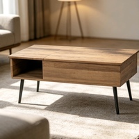 Moderner MDF-Couchtisch mit Schwarzen Metallbeinen Wohnzimmermöbel Umweltfreundlich OEM/ODM Hersteller China B2B Großhandel