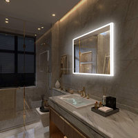Customized Size Square Modern Sensor Touch Switch Aluminum Alloy Bath Mirrors Three Color Lights IP66 Rated Wall Led Salon Hotel