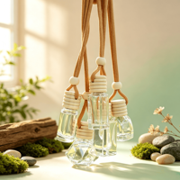 Nouveau style diffuseur de parfum pour voiture en forme de chat, flacon vide à suspendre, mini flacon de parfum avec bouchon en bois, ornement pour capot de voiture