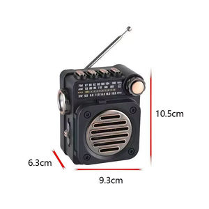 Retro Full-Band AM/FM/SW Portable Radio with Built-in Speaker & <b>LED</b> <b>Flashlight</b>, Pocket Emergency Radio - Product Image 4