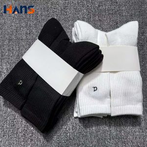 Hans Men's Cotton Mid Tube Sports <b>Socks</b> <b>Black</b> White Combination 6 Pack Cushioned Bottom Casual Wear - Product Image 1