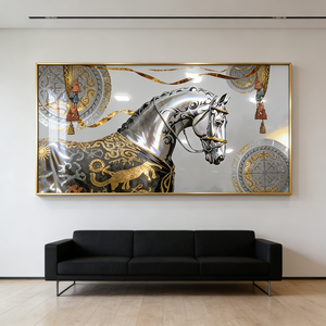 Quadro <span class=keywords><strong>in</strong></span> Cristallo e Porcellana con LED, Decorazione Personalizzata per Soggiorno, Grande Formato, Immagine di Cavallo Bianco - Product Image 2