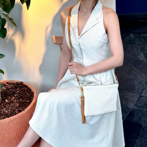 Bolso Hecho a Mano en Italia con Rafia y Cuero - Rectangular Clásico-PS537 - Product Image 1