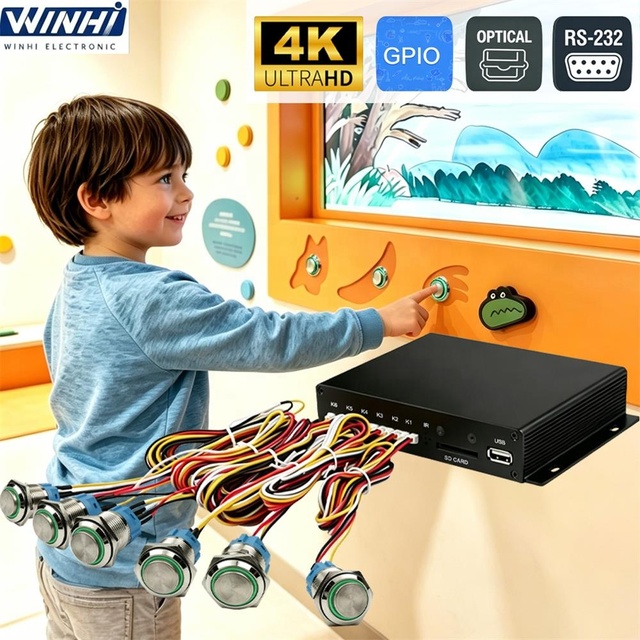 MPC1005 RS232 Push Button Control 4K HD-MI Out Audio Video Media Player Digital Signage Smart TV HDD Player Box