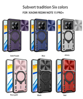 Étui magnétique Lichicase avec support pour Redmi Note 17 Note 17 Pro+ Texture CD Couvercle coulissant pour appareil photo avec lumière flash d'appel entrant