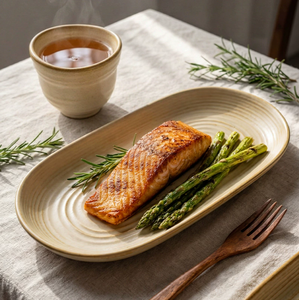 Plato Ovalado de Cerámica Rústica Estilo Natural, Hecho a Mano, Texturizado, para Servir Bistec, Pan, Ensalada, para el Hogar y la Cocina - Product Image 2