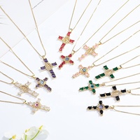 Collier pendentif croix en zircon plaqué or 18 carats de haute qualité, simple et tendance, pour femmes, fournisseur de mode chrétienne