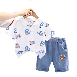 2025 nuovo Kidsren Casual estivo a maniche corte da <span class=keywords><strong>ragazzo</strong></span> con risvolto completo stampato abbigliamento per neonati alla moda - Product Image 5