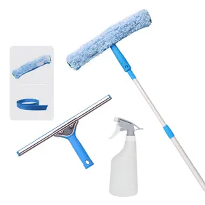 Herramientas y kits de limpieza de ventanas, limpiador profesional de microfibra para lavado de cristales y ventanas, con poste de extensión