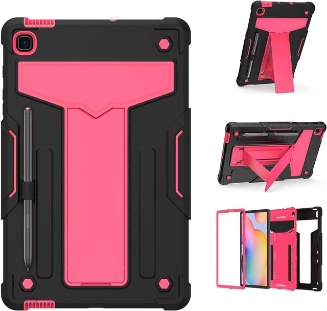 Silicone Heavy Duty Tablet Case for Samsung Galaxy S6 Lite 2024 2022 10.4'' Pen Holder Hybrid Kickstand Shockproof Rugged Cover